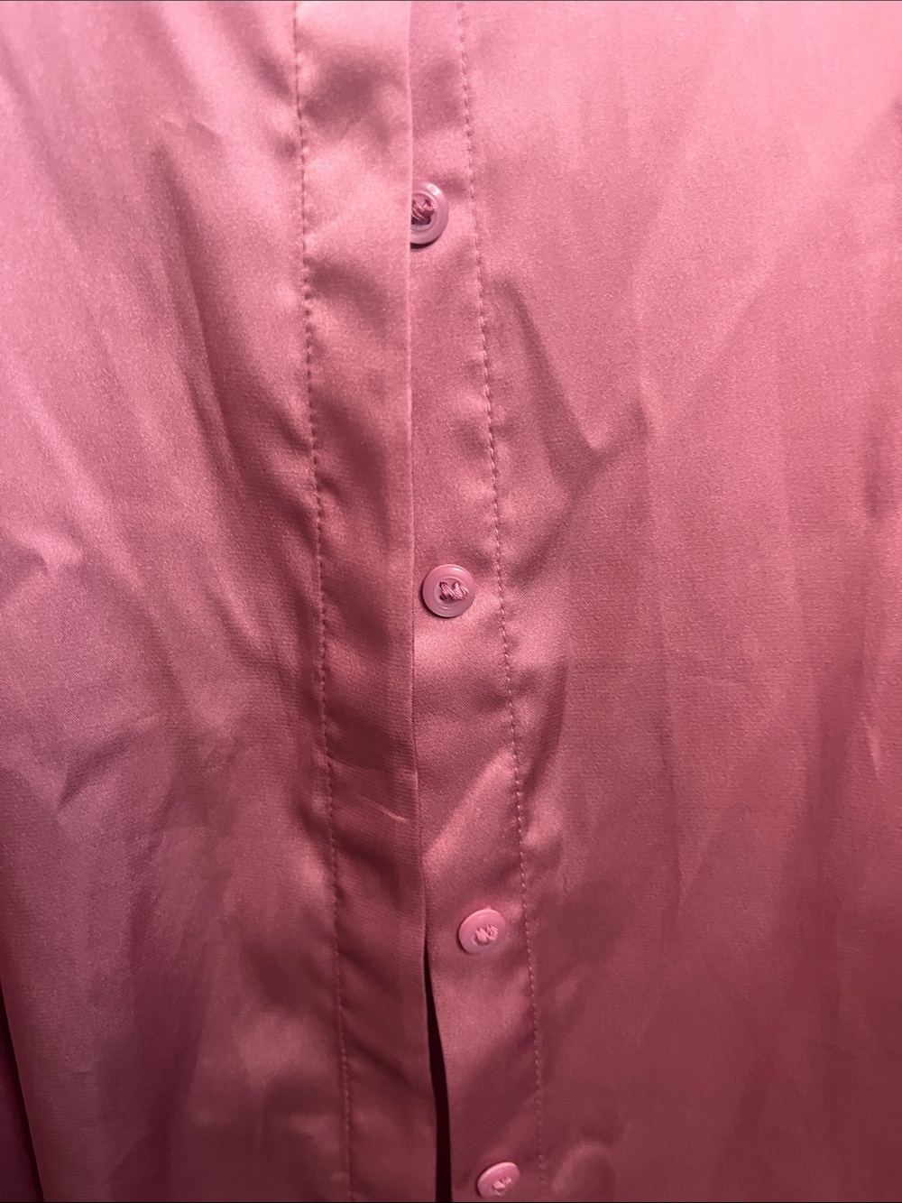 Express Satin Button-Down Blouse in Pink - Picture 6 of 6